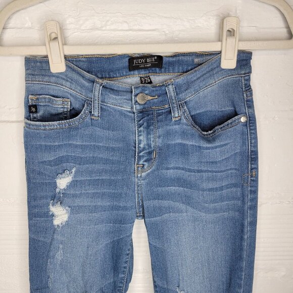Judy Blue Women's Junior's Size 3 Jeans Distressed Raw Hem - Picture 3 of 8